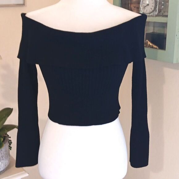 Wild Fable Black Off-the-Shoulder Sweater Ribbed Knit. Whimsigoth. Dark Summer. - Picture 2 of 12